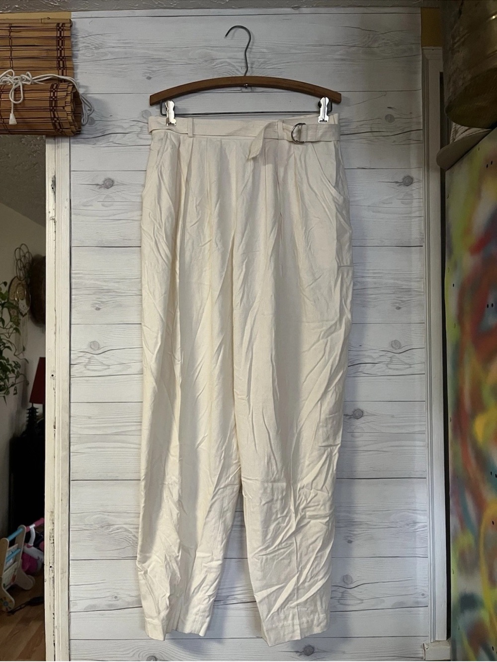 Vtg Liz Claiborne 100% Silk Pants Pockets Women’s 14 Ivory NWT Deadstock 90s